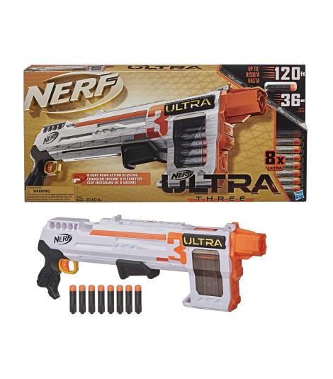 Nerf Ultra Three Blaster 8X Ultra Blaster Gun 8 Dart Pump Action Blasting
